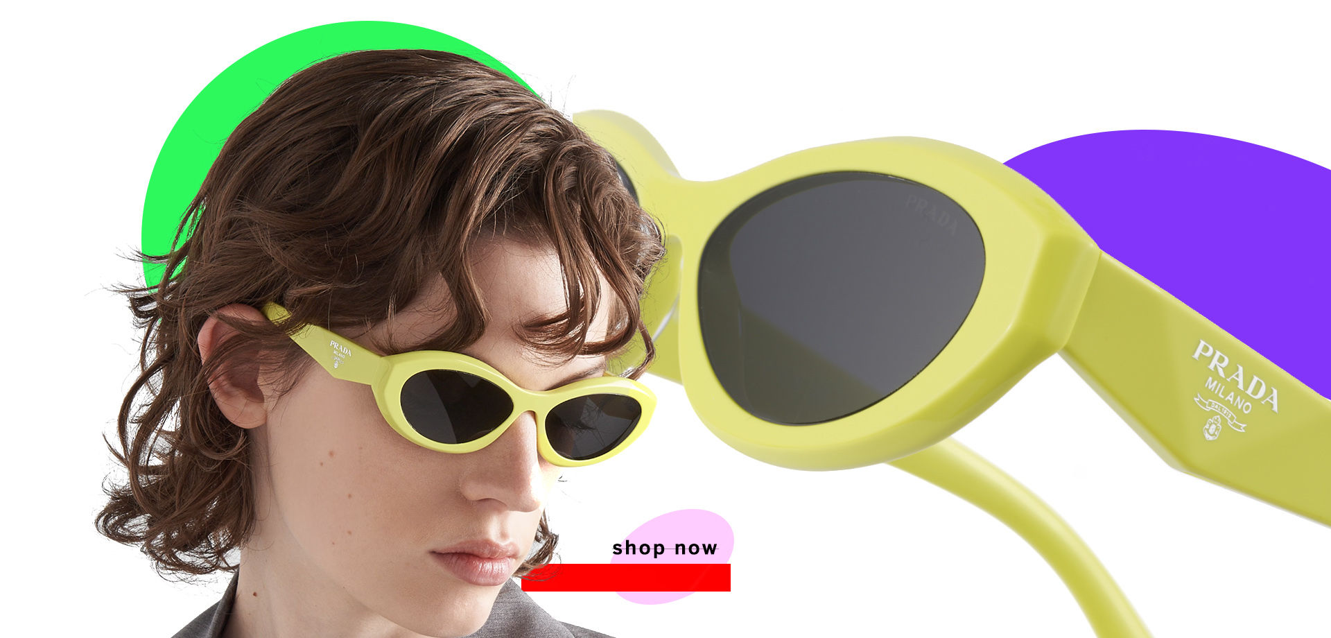 Acquisto online su otticascauzillo.com il tuo nuovo occhiale da sole ovale stretto PRADA SPR 26ZS col. cedro giallo